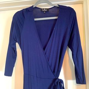 Long sleeve navy maxi wrap dress